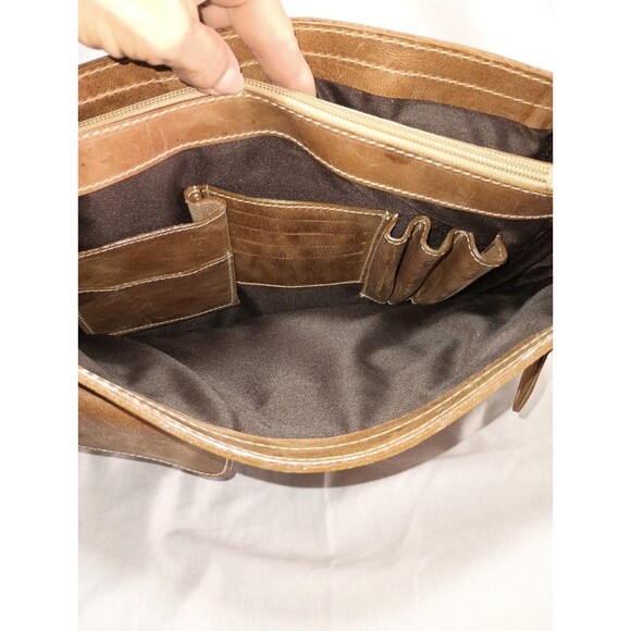 Querro Premium Aged Leather Messenger Bag Quiet Luxury Travel Work School 8 Pock - Picture 7 of 11